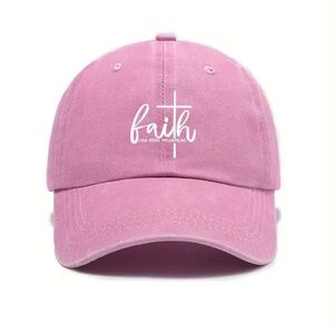 “Faith Can Move Mountains” Baseball Cap • Pink • Adjustable